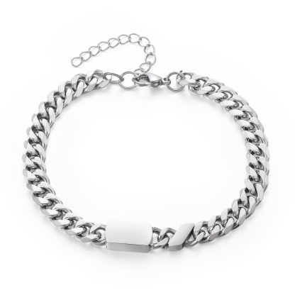 Personalised Cuban Chain Bracelet, Custom Text & 1 Name Engraved Gift for Men | Jessemade