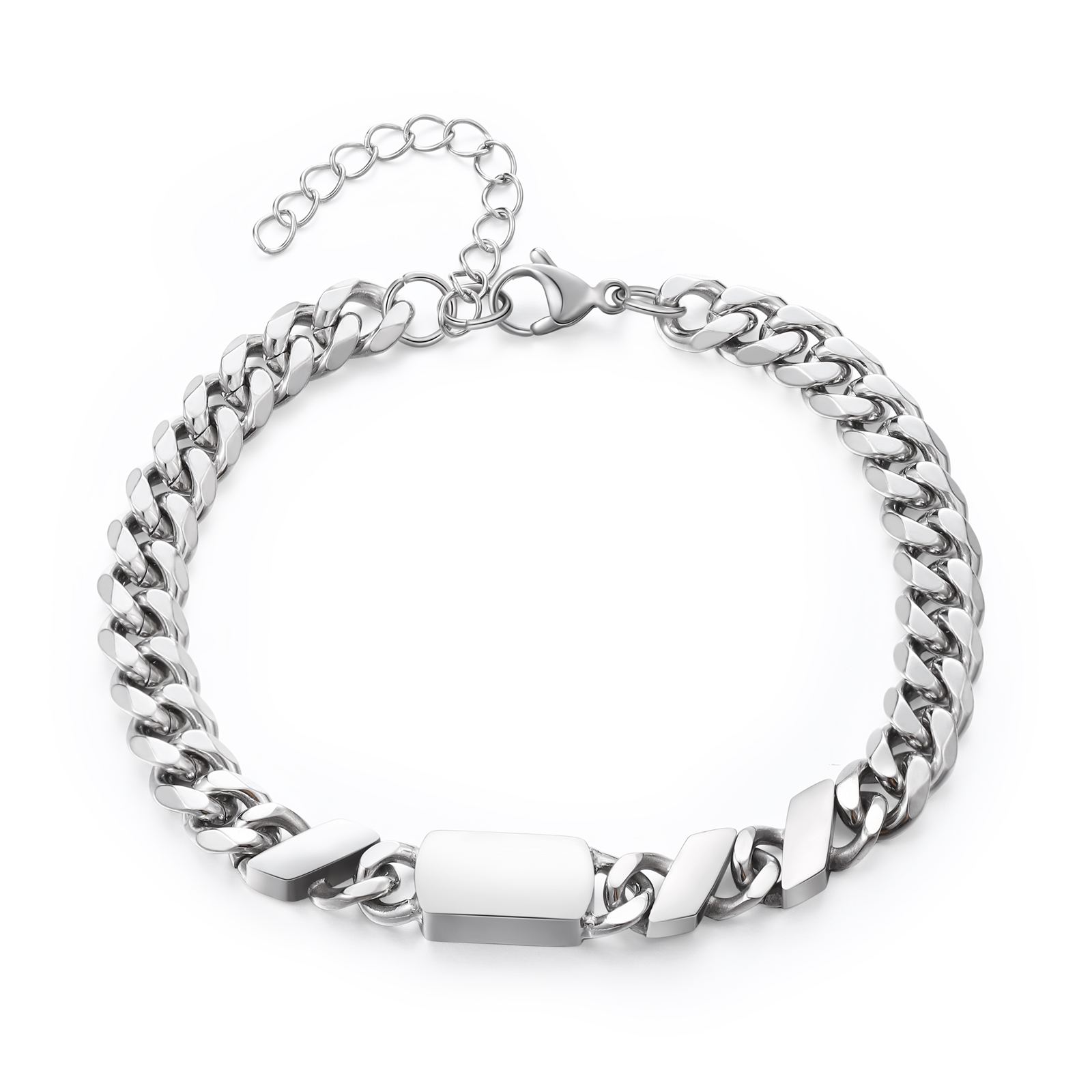 Personalised Cuban Chain Bracelet, Custom Text & 3 Names Engraved Gift for Men | Jessemade