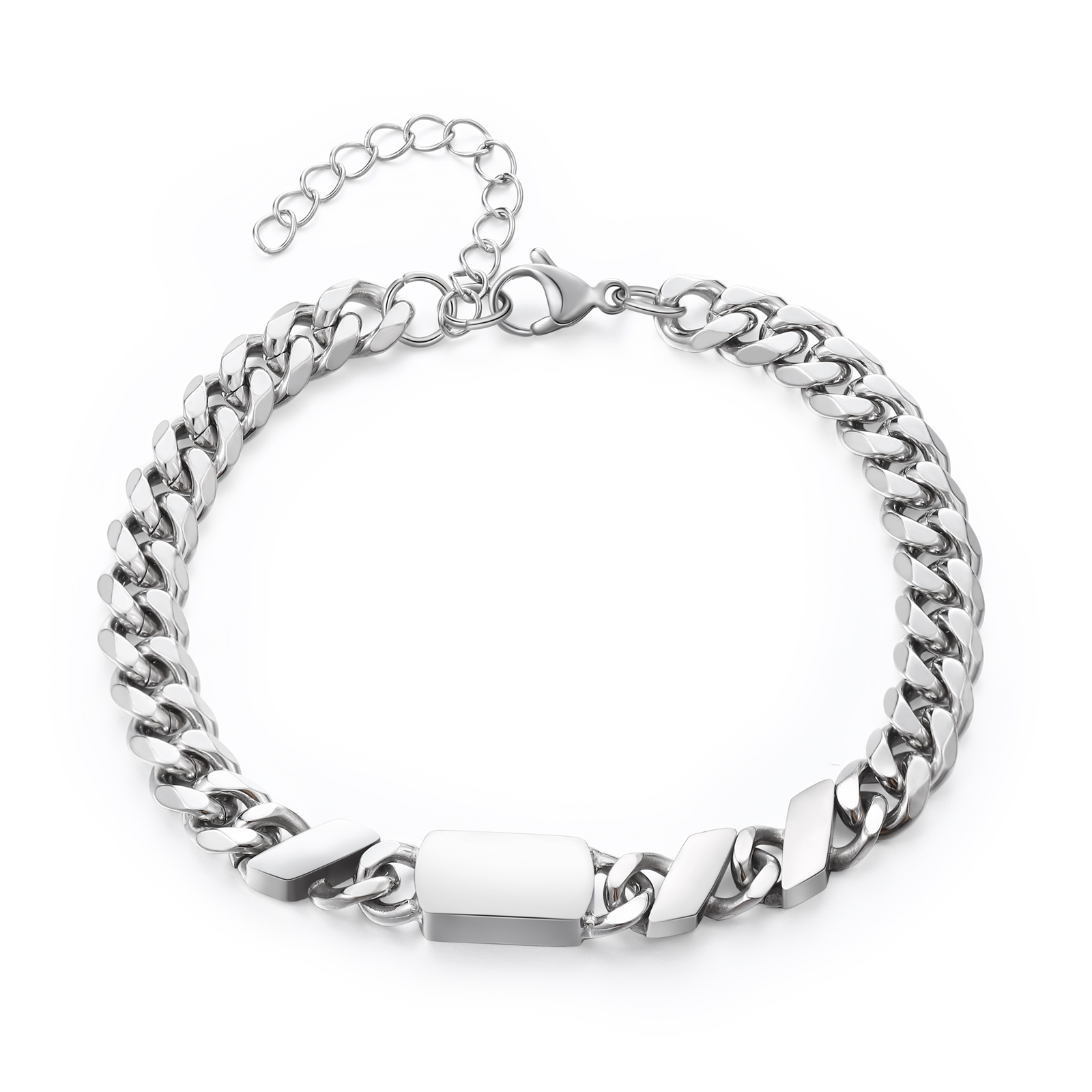 Personalised Cuban Chain Bracelet, Custom Text & 3 Names Engraved Gift for Men | Jessemade