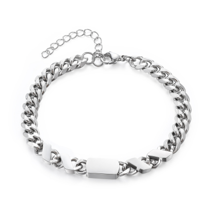 Personalised Cuban Chain Bracelet, Custom Text & 4 Names Engraved Gift for Men | Jessemade