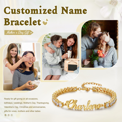 Personalised Gold Name Bracelet – Custom Adjustable Jewellery Gift for Women | Jessemade
