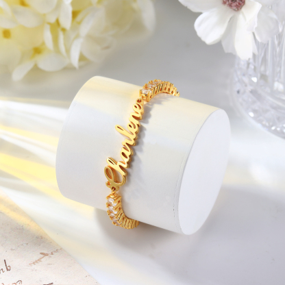 Personalised Gold Name Bracelet – Custom Adjustable Jewellery Gift for Women | Jessemade