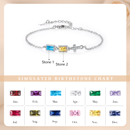 2 Birthstones Personalised Birthstone Bracelet – Meaningful Mother’s Day Gift for Family Members | Jessemade
