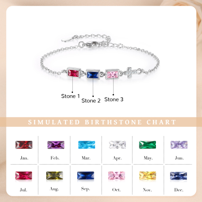 3 Birthstones Personalised Birthstone Bracelet – Meaningful Mother’s Day Gift for Family Members | Jessemade