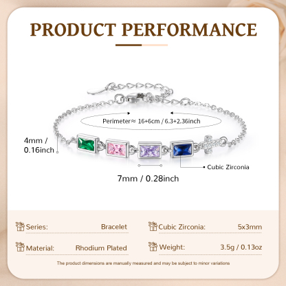 4 Birthstones Personalised Birthstone Bracelet – Meaningful Mother’s Day Gift for Family Members | Jessemade