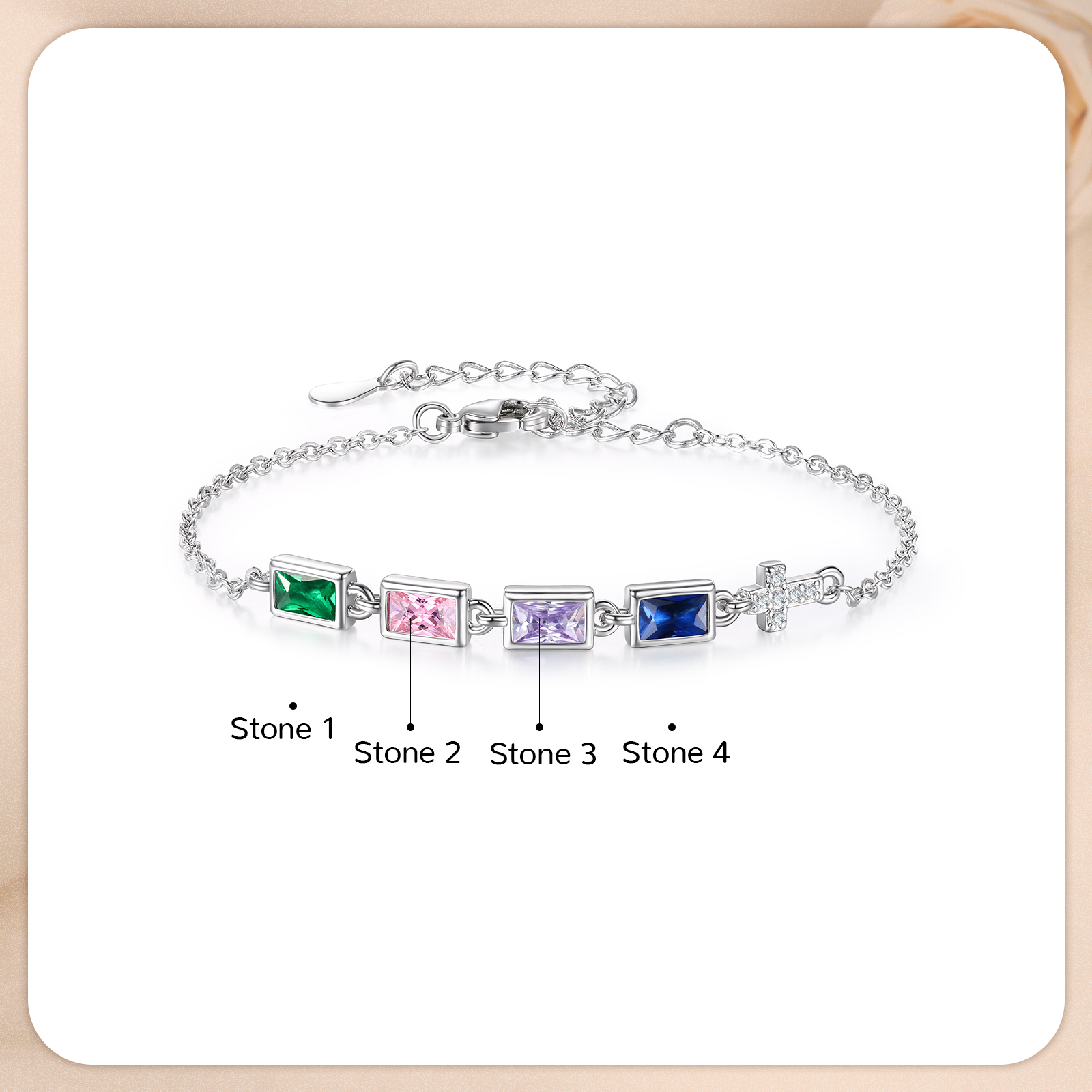 4 Birthstones Personalised Birthstone Bracelet – Meaningful Mother’s Day Gift for Family Members | Jessemade