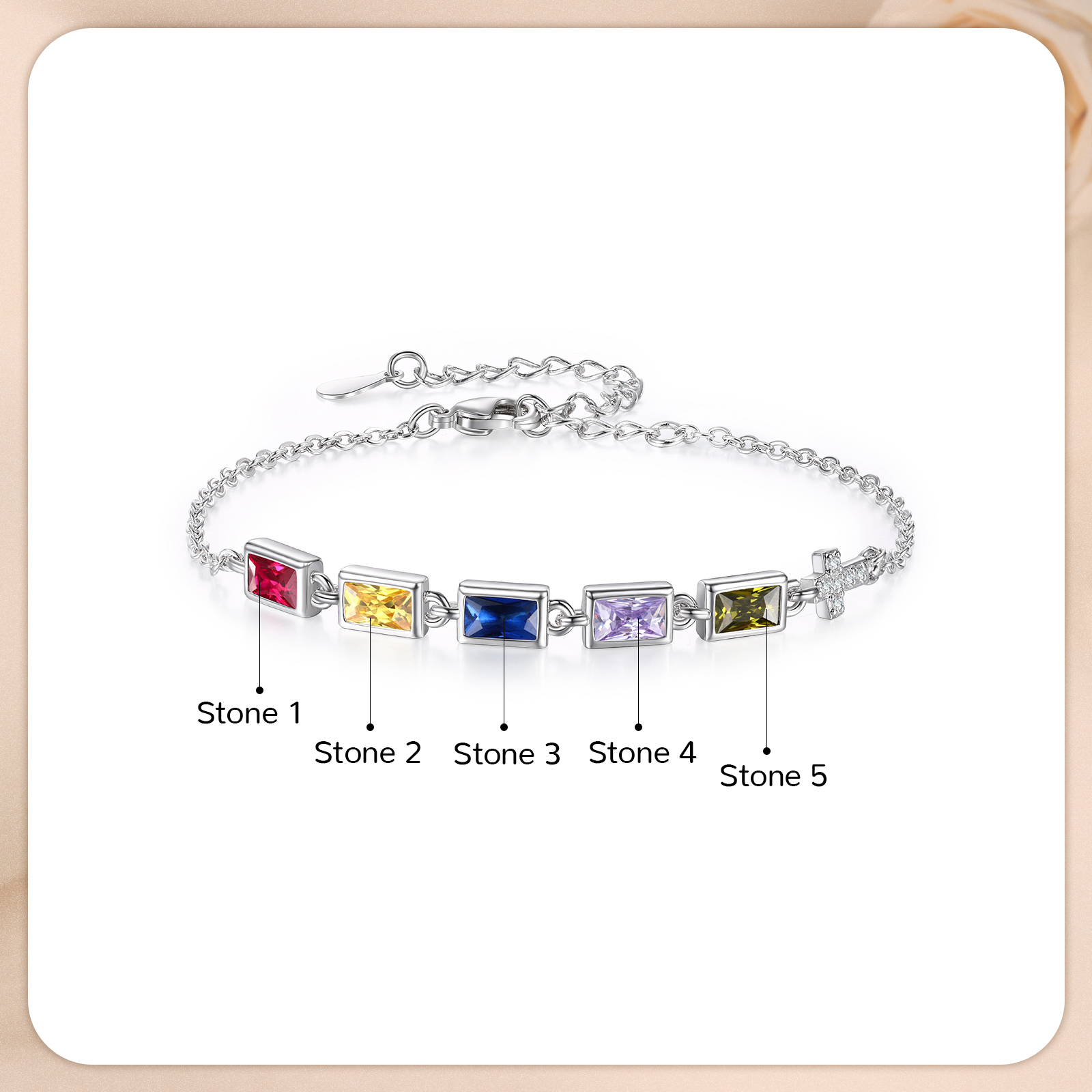 5 Birthstones Personalised Birthstone Bracelet – Meaningful Mother’s Day Gift for Family Members | Jessemade