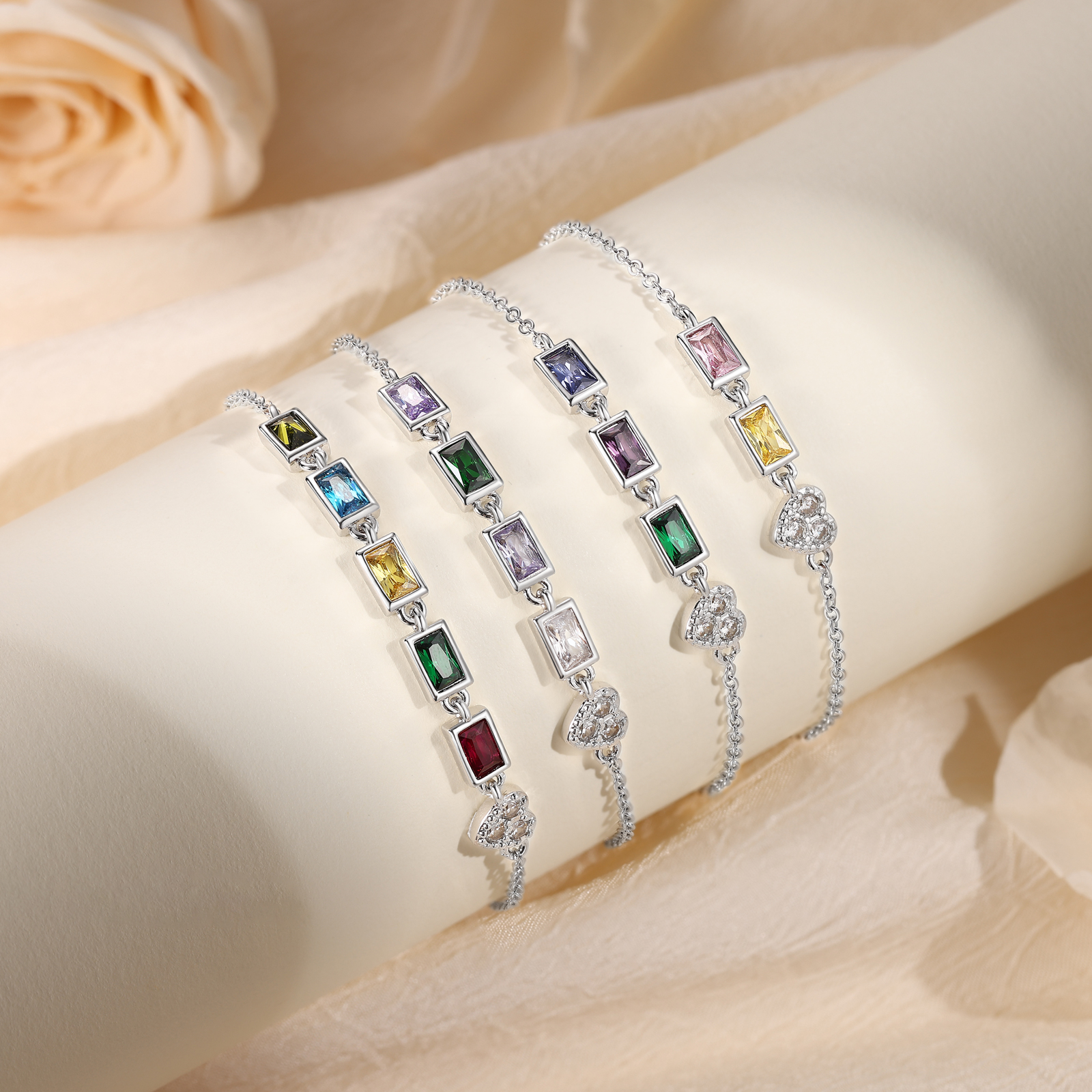 Custom Mother's Day Birthstone Bracelet – Adjustable Birthstones