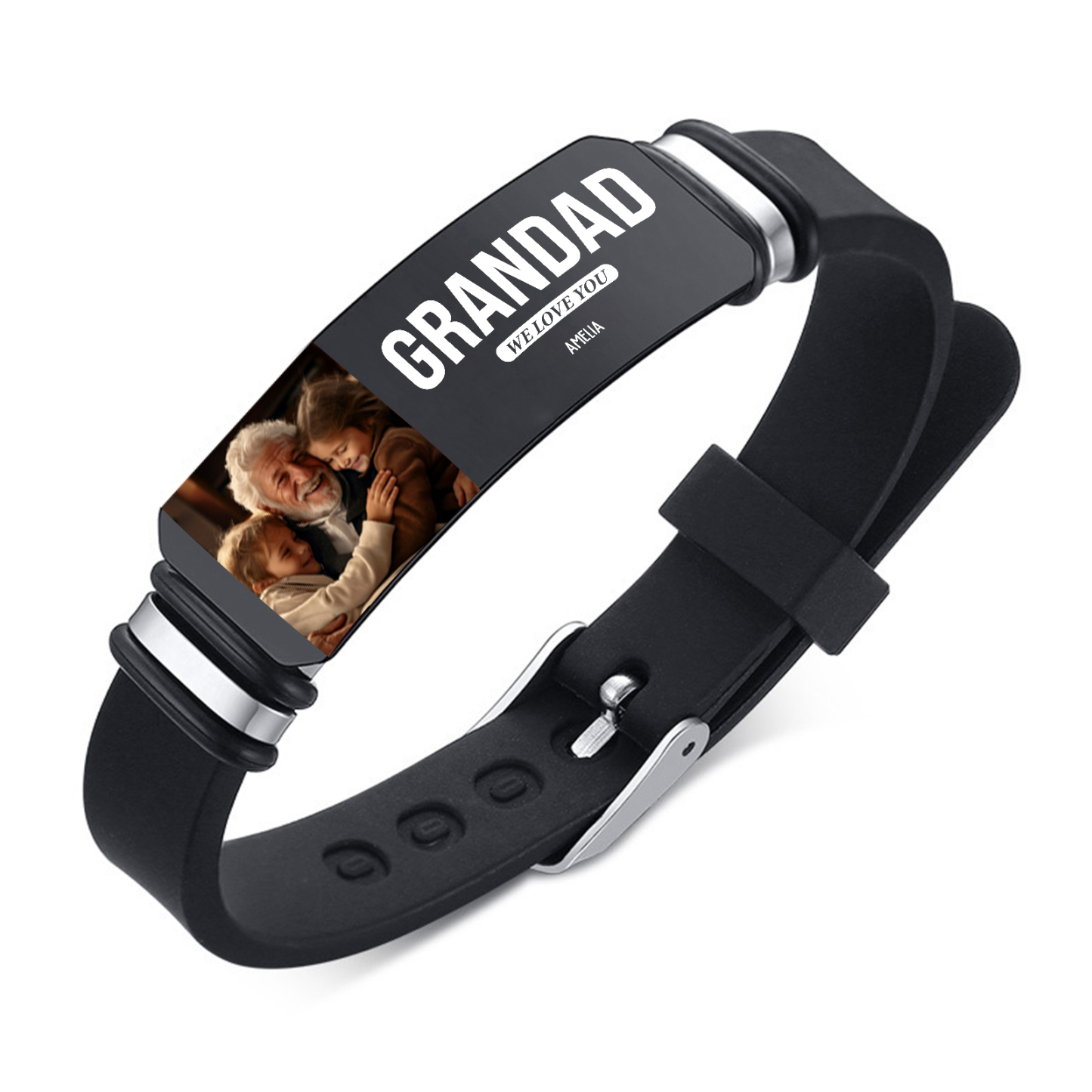 Personalised Wristband Bracelet, Custom 1-6 Names, 3 Texts & Photo Wristband Gift For Him | Jessemade