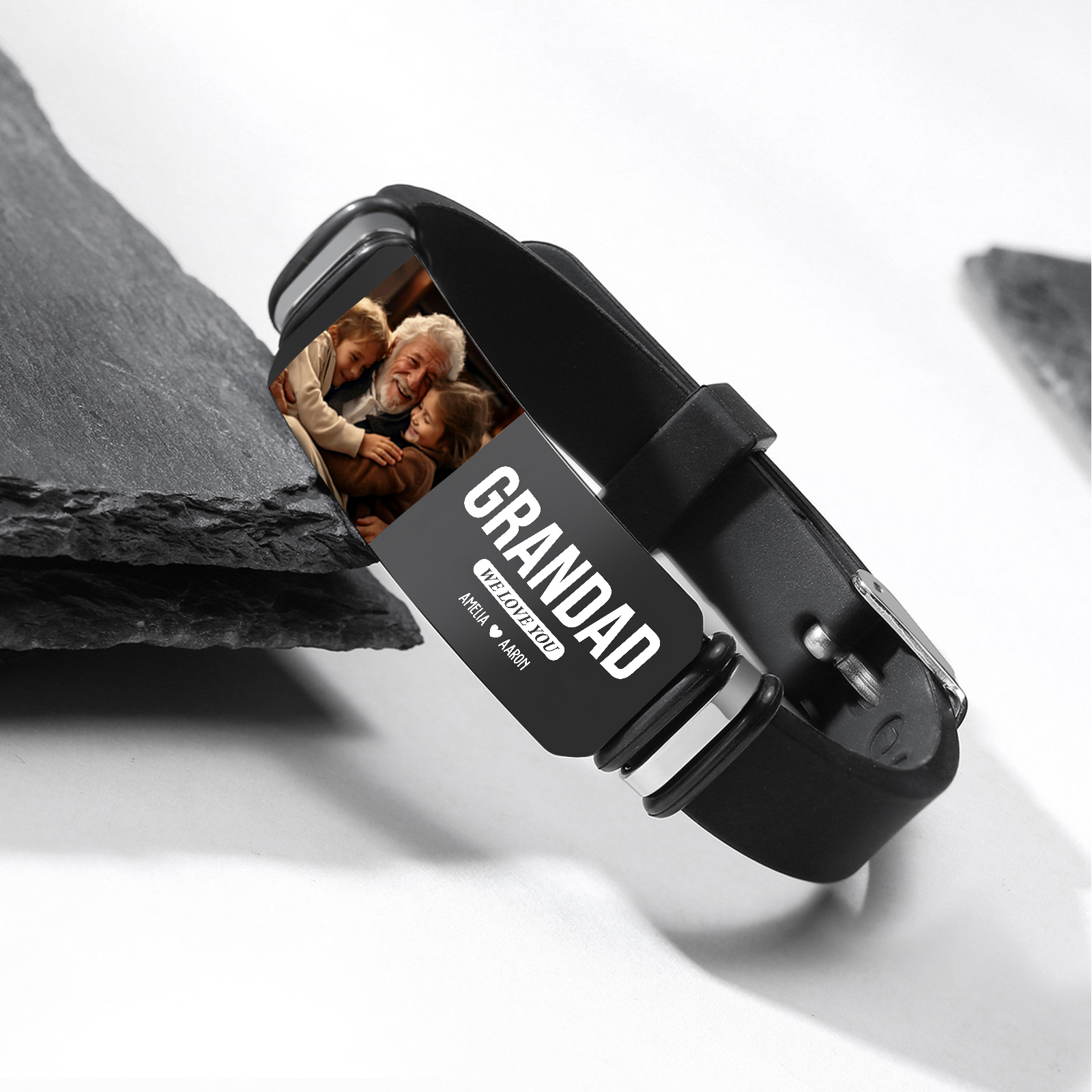 Personalised Wristband Bracelet, Custom 1-6 Names, 3 Texts & Photo Wristband Gift For Him | Jessemade