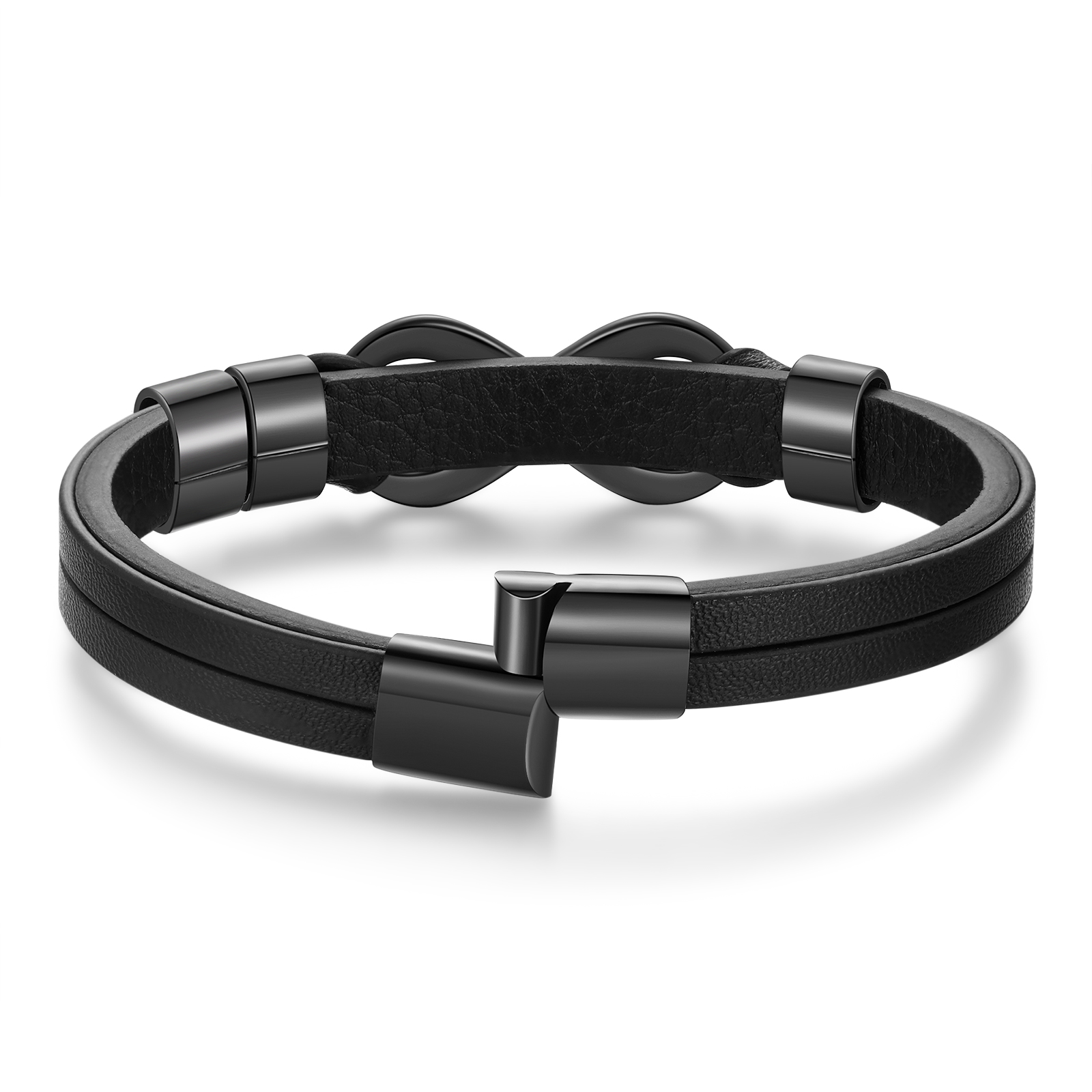 Personalised 3 Names&1 Text Leather Bracelet Custom for Him