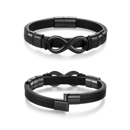 Personalised 5 Names&1 Text Leather Bracelet Custom for Him