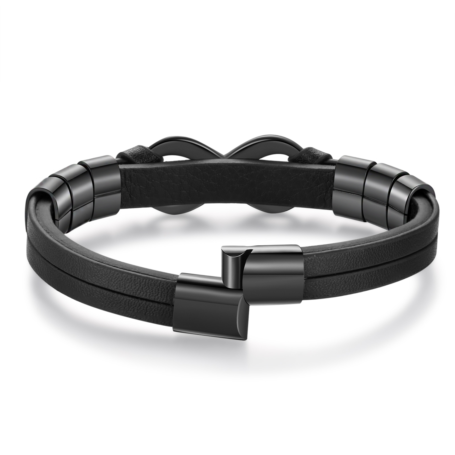 Personalised 6 Names&1 Text Leather Bracelet Custom for Him