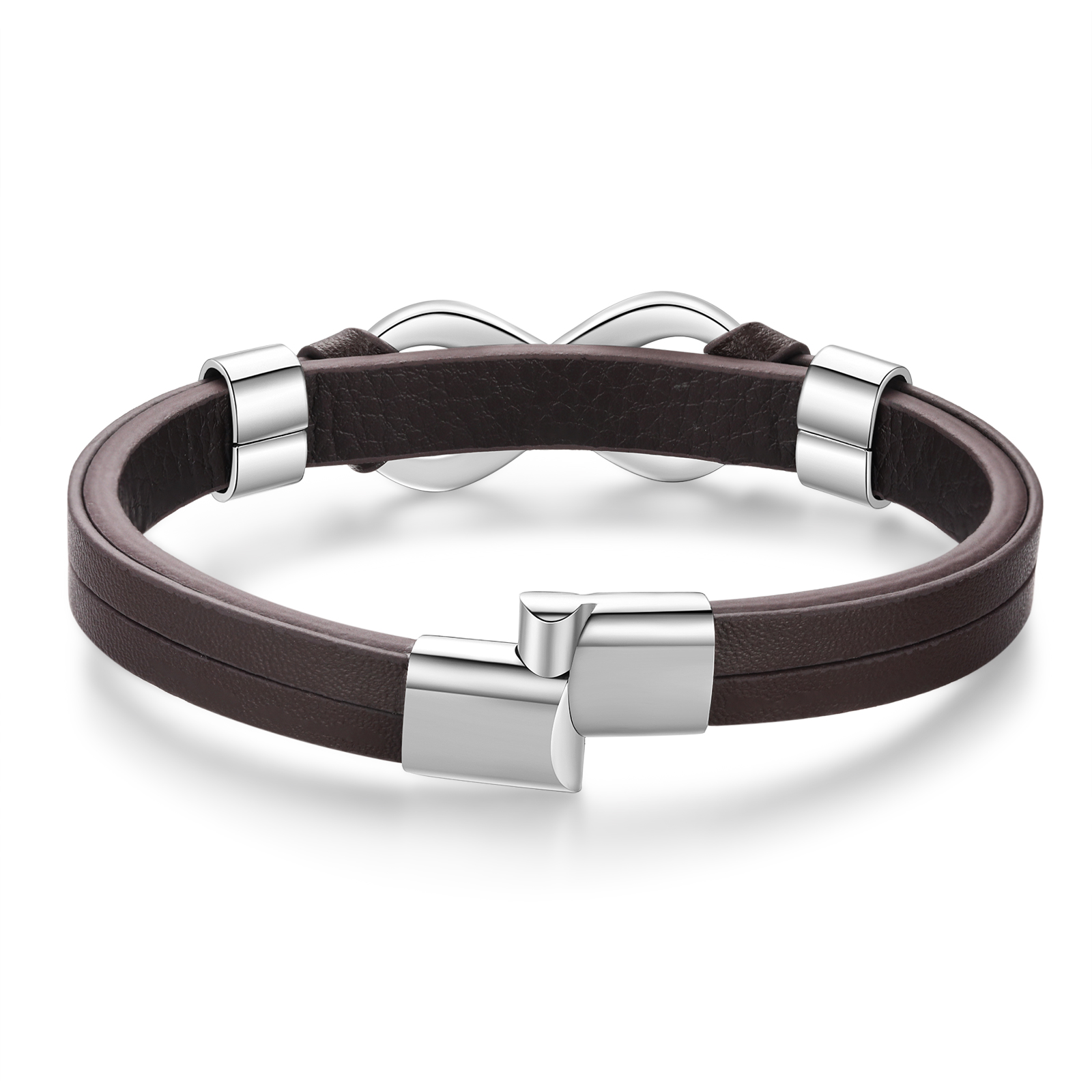 Personalised 2 Names&1 Text Leather Bracelet Custom for Him