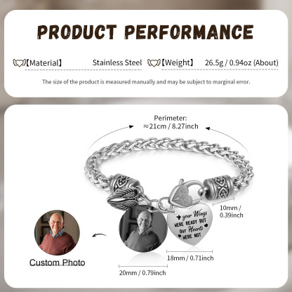 Personalised Memorial Bracelet, Custom Photo Remembrance Jewellery for He/Her | Jessemade