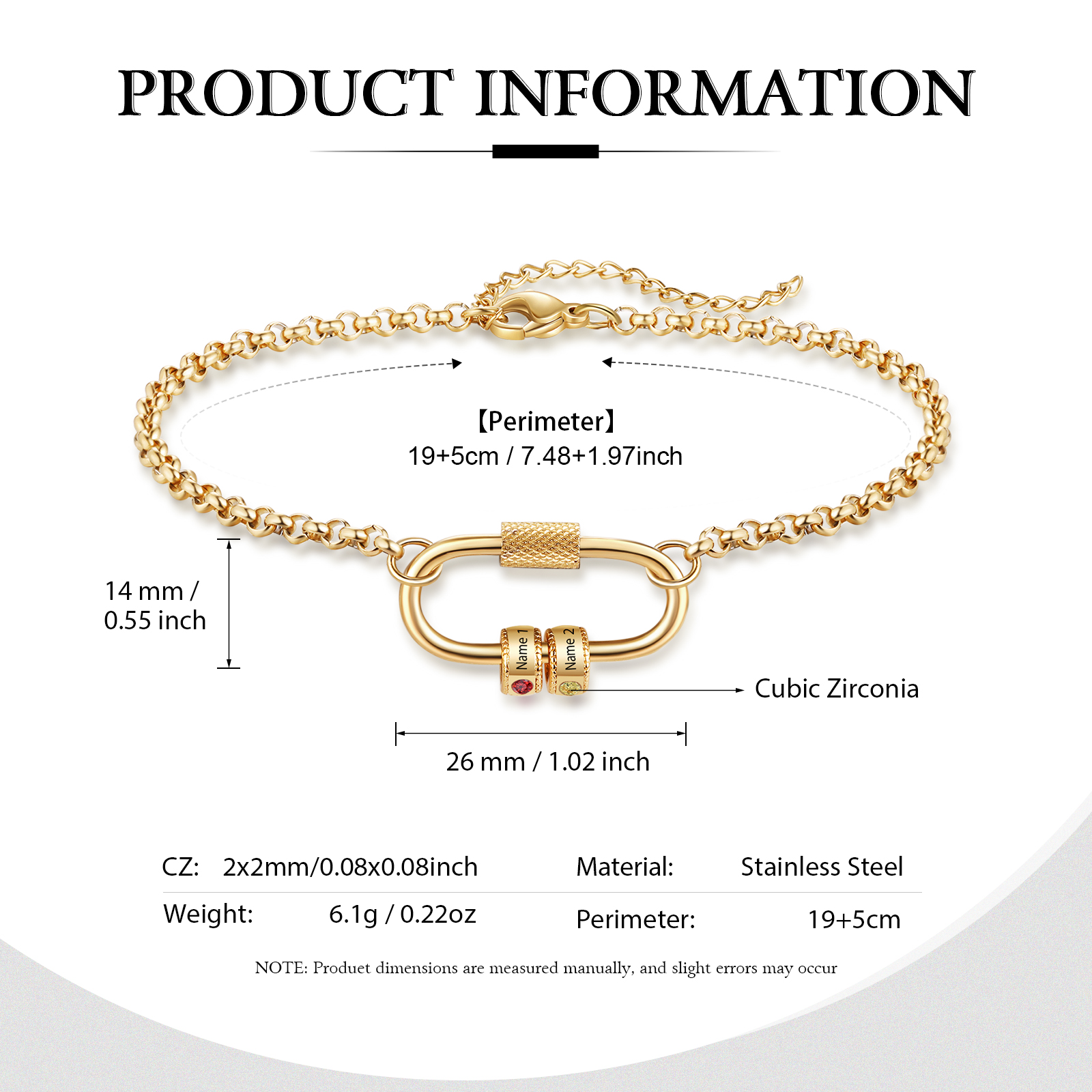 Personalised Bracelet With 2 Birthstones Heart Charm Bracelet Gift For Women | Jessemade