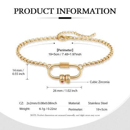 Personalised Bracelet With 2 Birthstones Heart Charm Bracelet Gift For Women | Jessemade