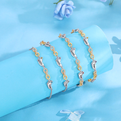 3 Names Personalised Birthstone Bracelet – Infinity Family Foot Charm Jewellery | Jessemade