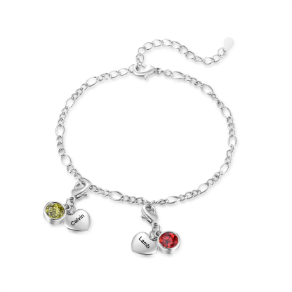 2 Names & 2 Birthstones - Personalised Birthstone Beautiful Bracelet G