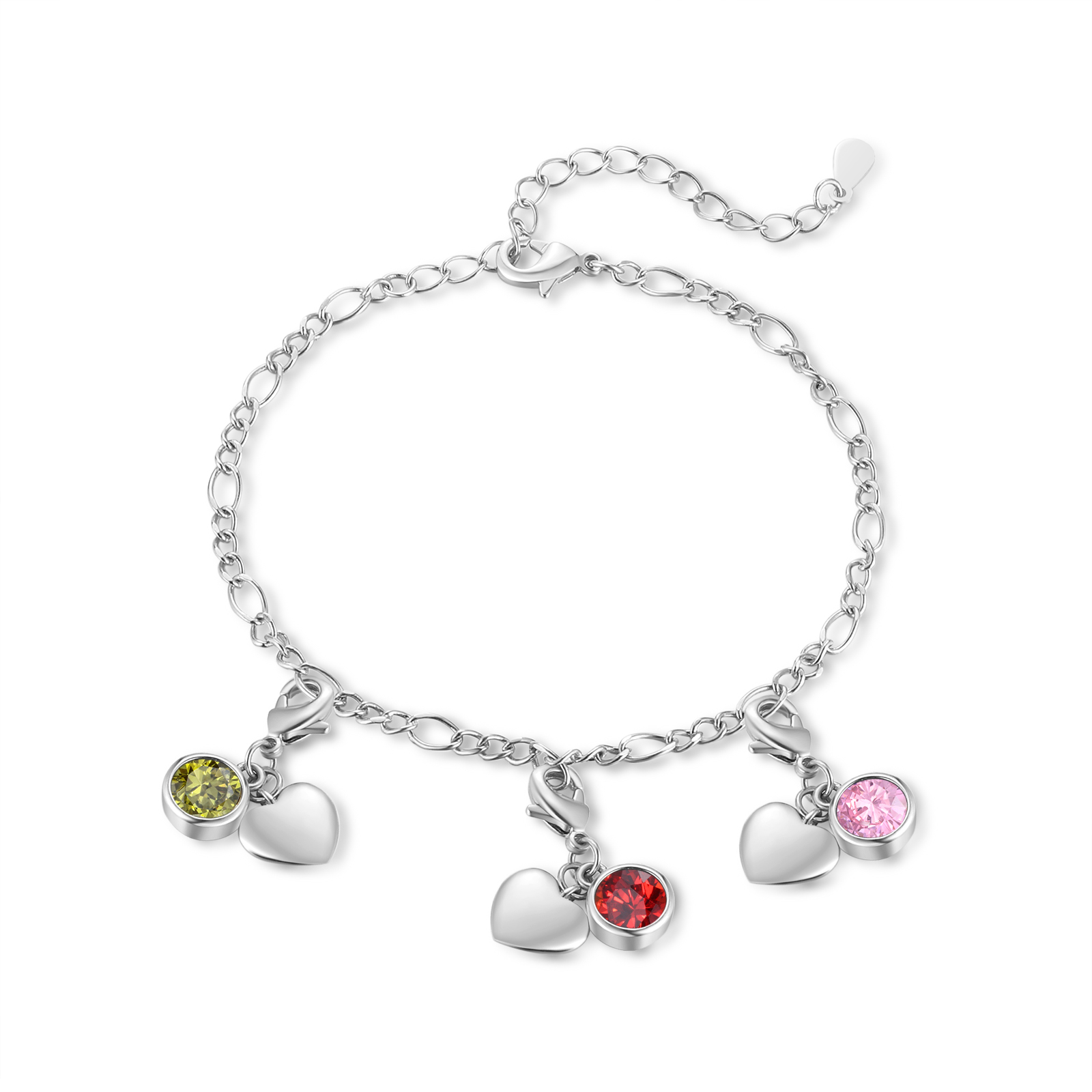 3 Names & 3 Birthstones - Personalised Birthstone Beautiful Bracelet Gift for Her