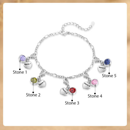 5 Names & 5 Birthstones - Personalised Birthstone Beautiful Bracelet Gift for Her