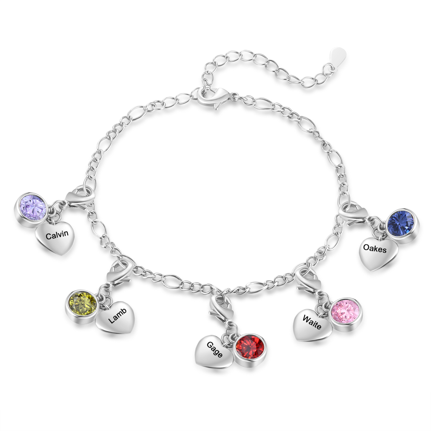 5 Names & 5 Birthstones - Personalised Birthstone Beautiful Bracelet G
