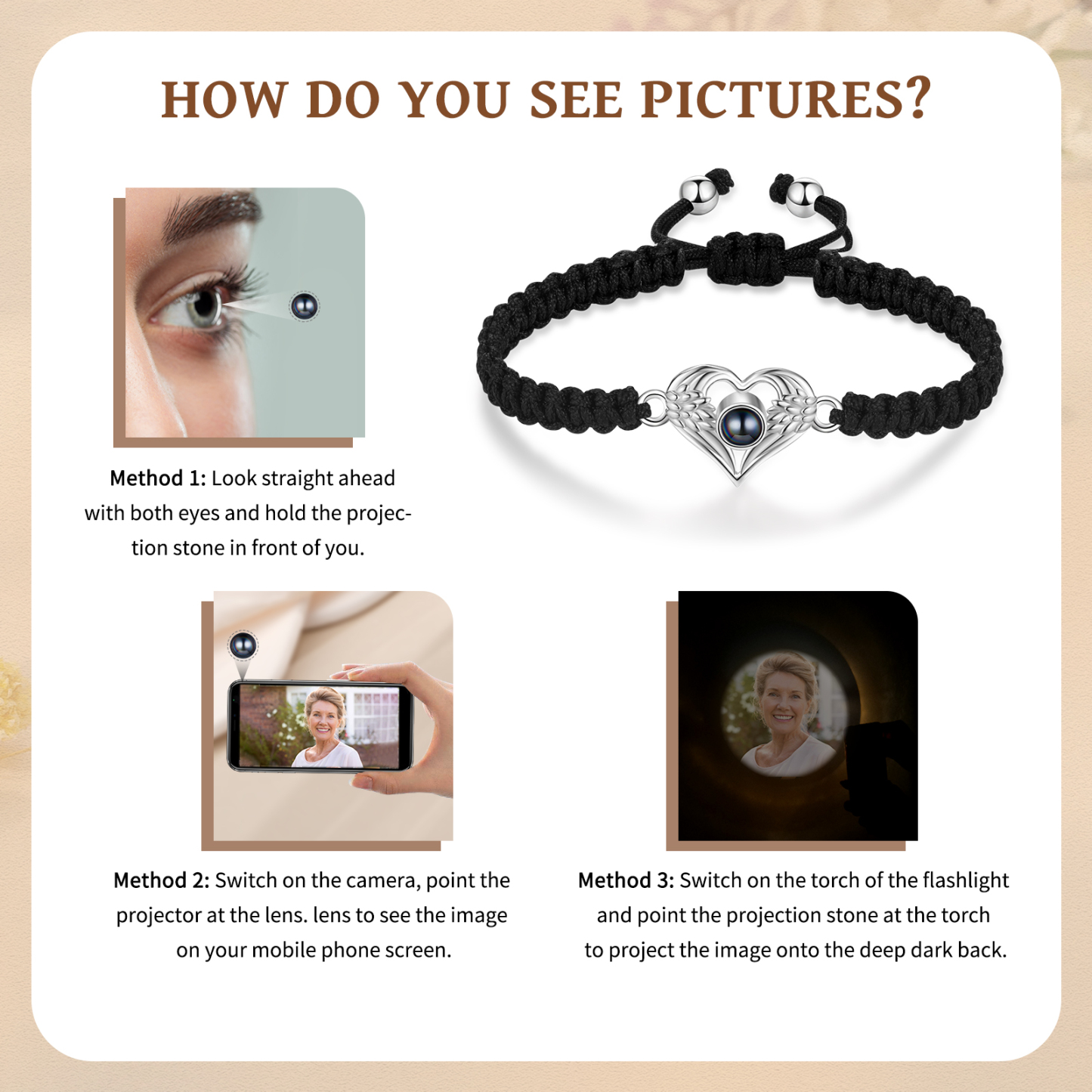 Personalised Photo Bracelet Customized Leather Adjustable Bracelet Gifts for Her Him