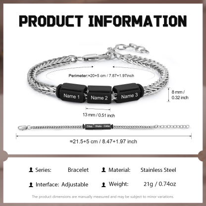 Custom 3 Names Personalised Stainless Steel Bracelet for Men – Thoughtful Father’s Day Gift from Family | Jessemade