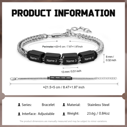Custom 4 Names Personalised Stainless Steel Bracelet for Men – Thoughtful Father’s Day Gift from Family | Jessemade