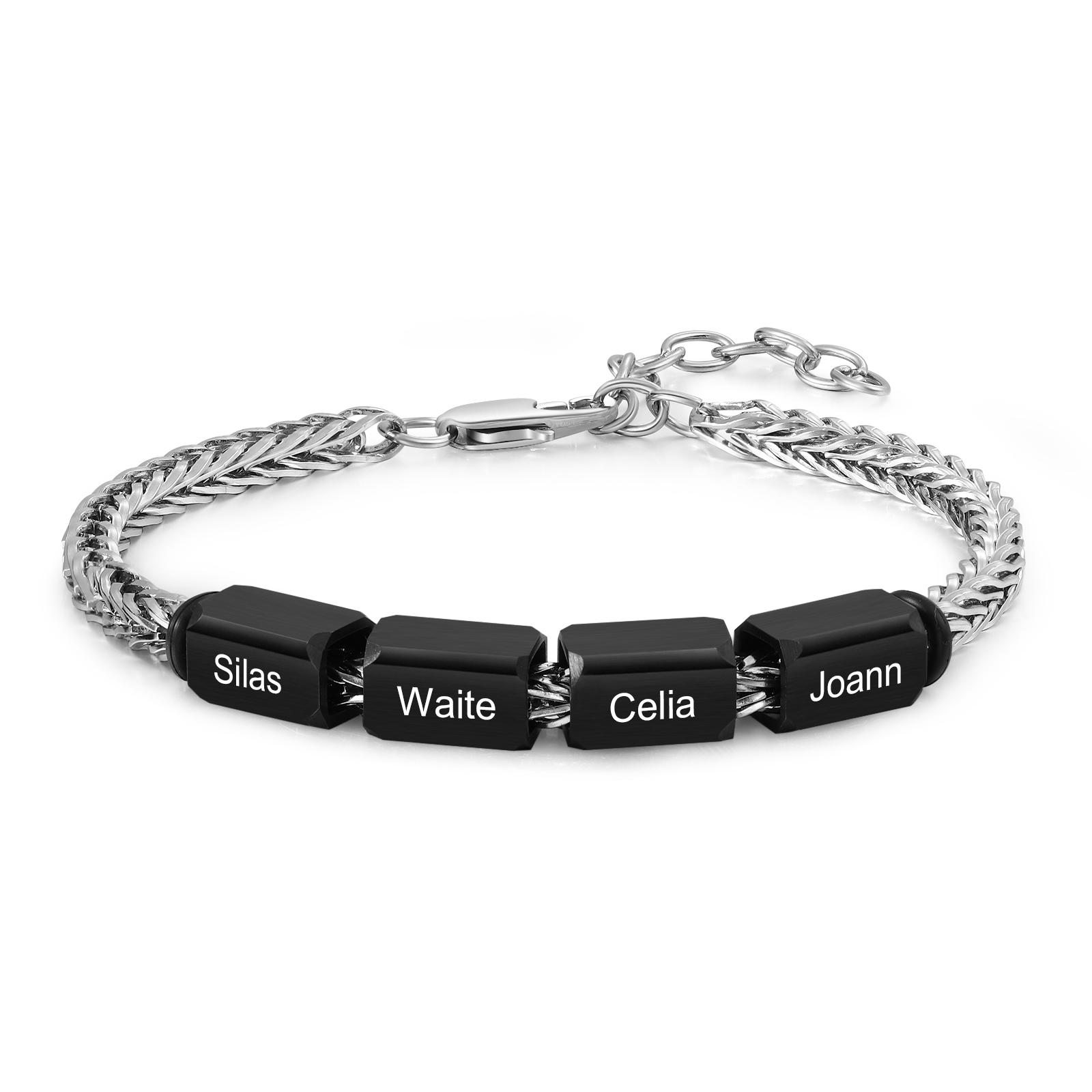 Custom 4 Names Personalised Stainless Steel Bracelet for Men – Thoughtful Father’s Day Gift from Family | Jessemade