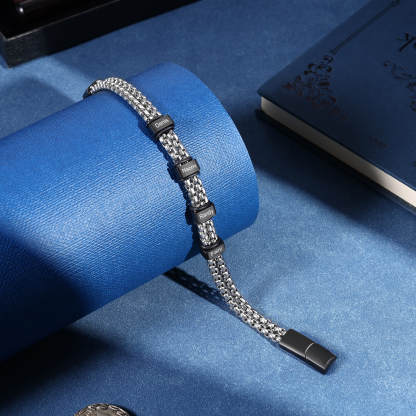 Personalised Men Stainless Steel Bracelet with 4 Names - Custom Gift for Him | Jessemade