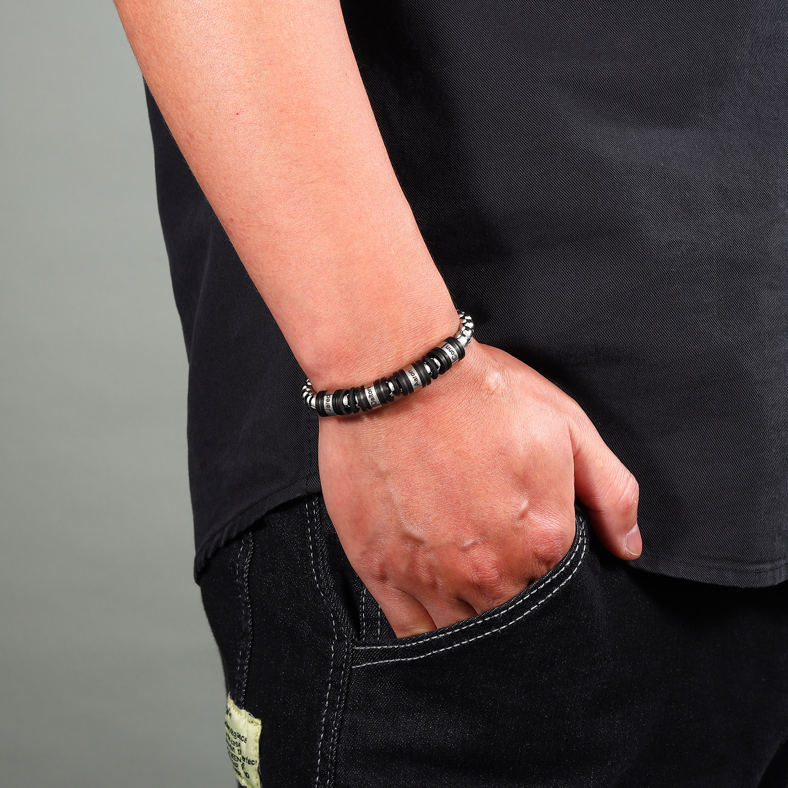 4 Names Personalised Men Adjustable Bracelet – Father's Day Gift | Jessemade