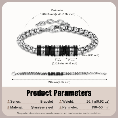 3 Names Personalised Men Adjustable Bracelet – Father's Day Gift | Jessemade