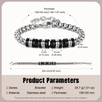 4 Names Personalised Men Adjustable Bracelet – Father's Day Gift | Jessemade
