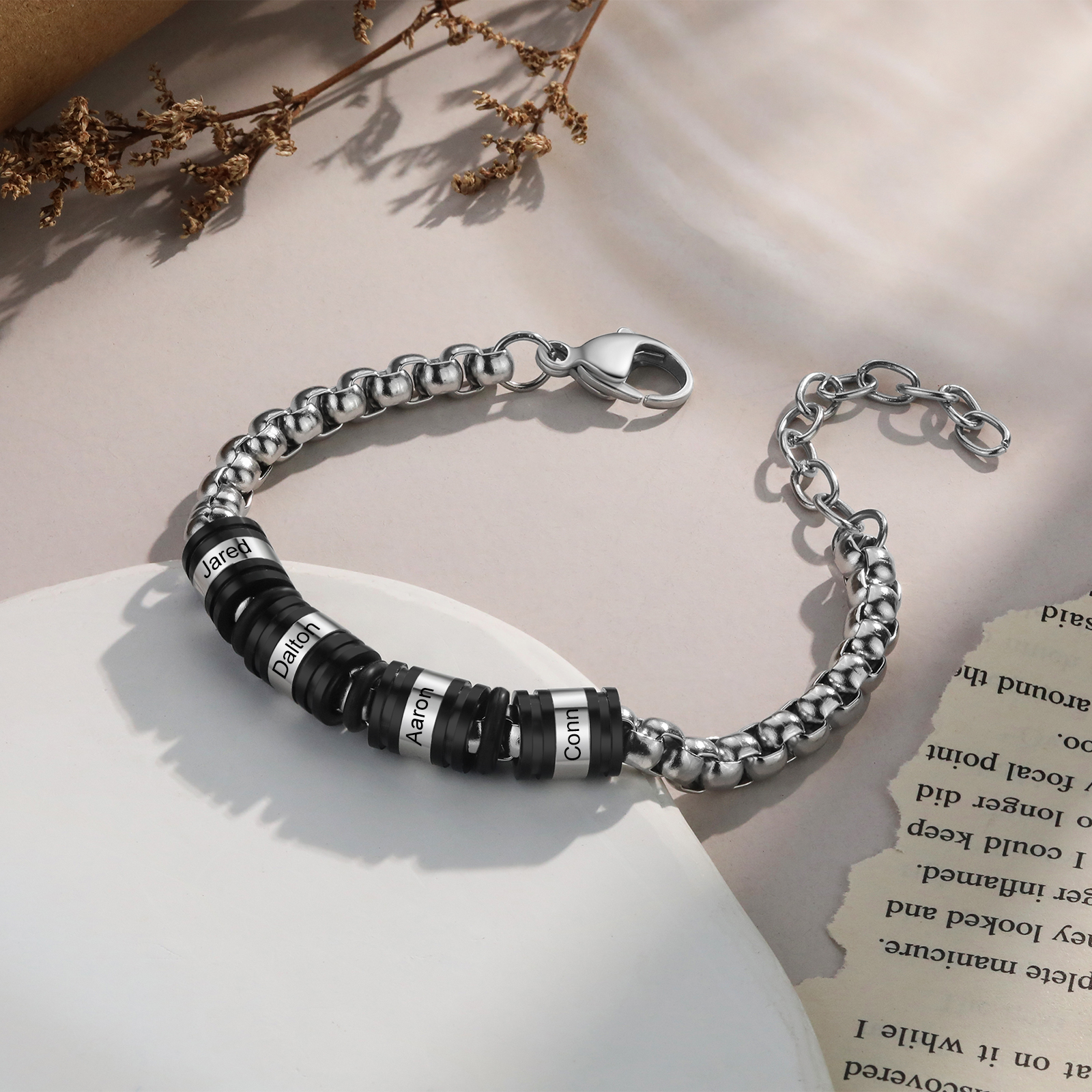 4 Names Personalised Men Adjustable Bracelet – Father's Day Gift | Jessemade