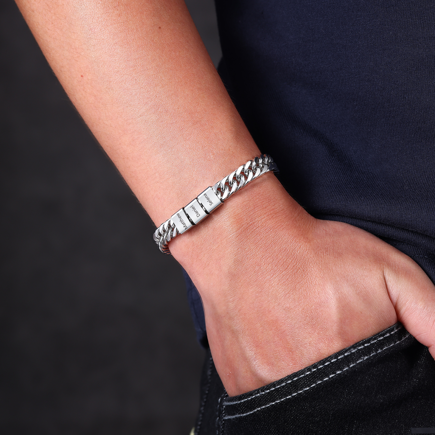 4 Names Personalised Men’s Bracelet – Bold, Durable, and Made Just for Him | Jessemade