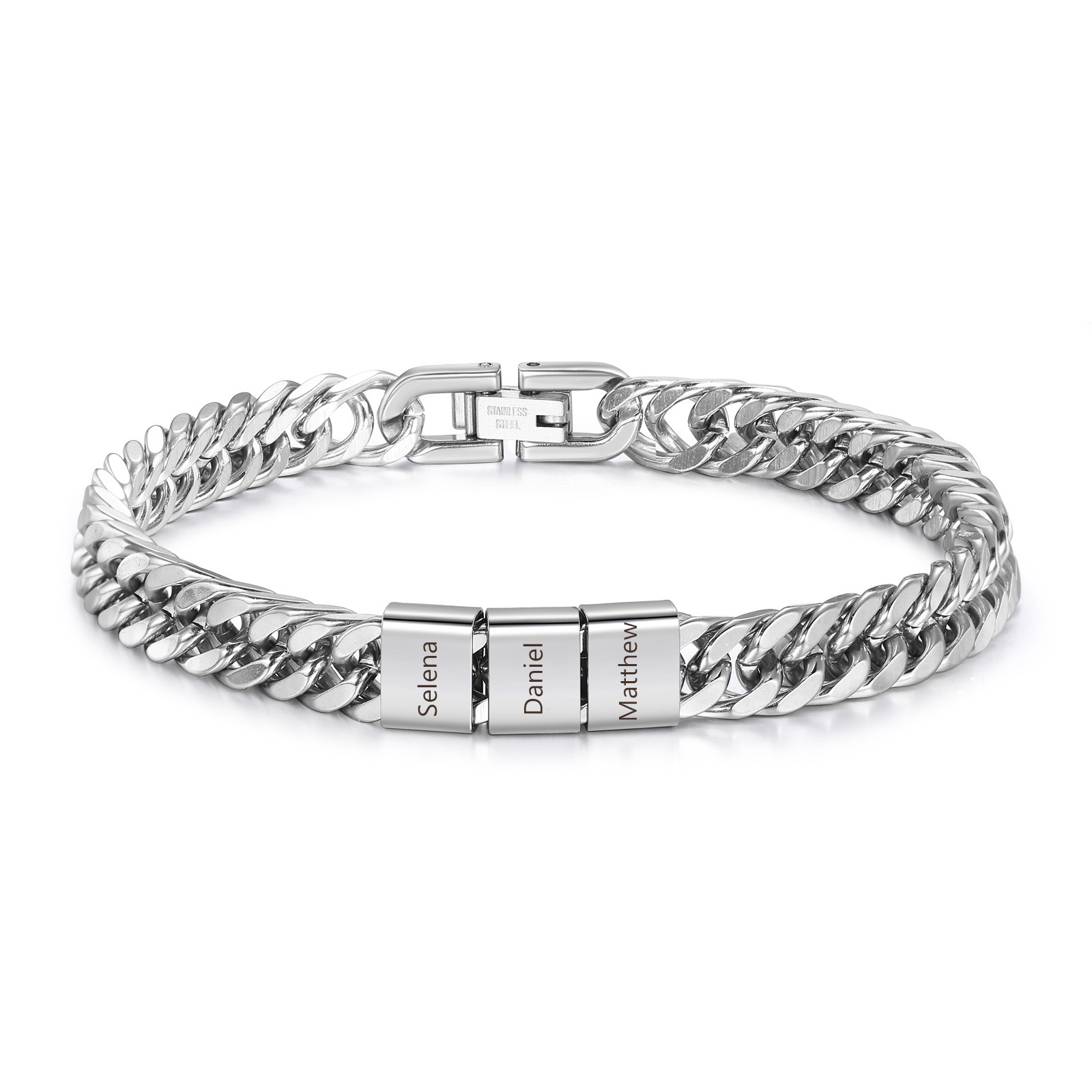 Personalised Cuban Link Bracelet with 2-6 Names for Dad – Father’s Day Gift for Men