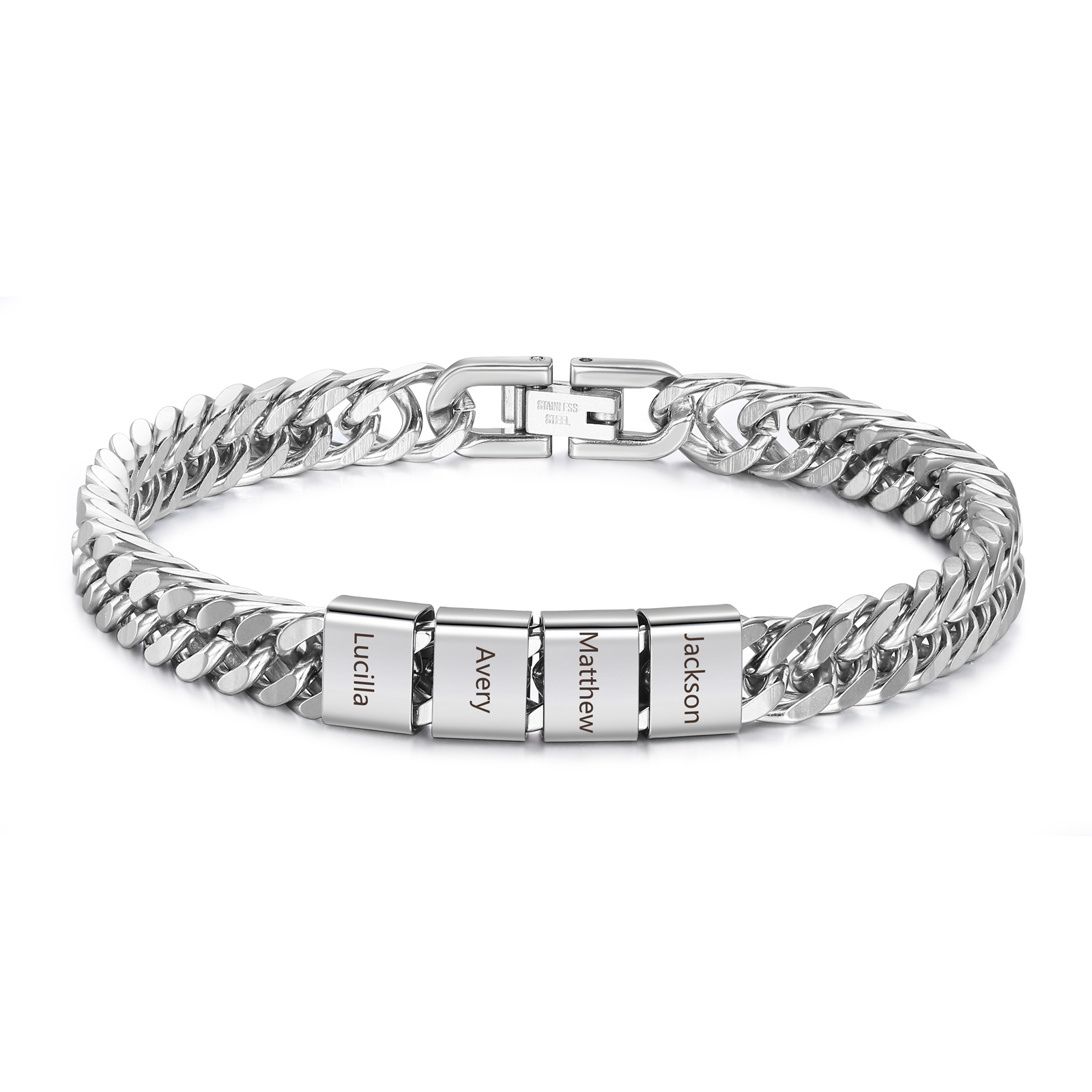 4 Names Personalised Men’s Bracelet – Bold, Durable, and Made Just for Him | Jessemade