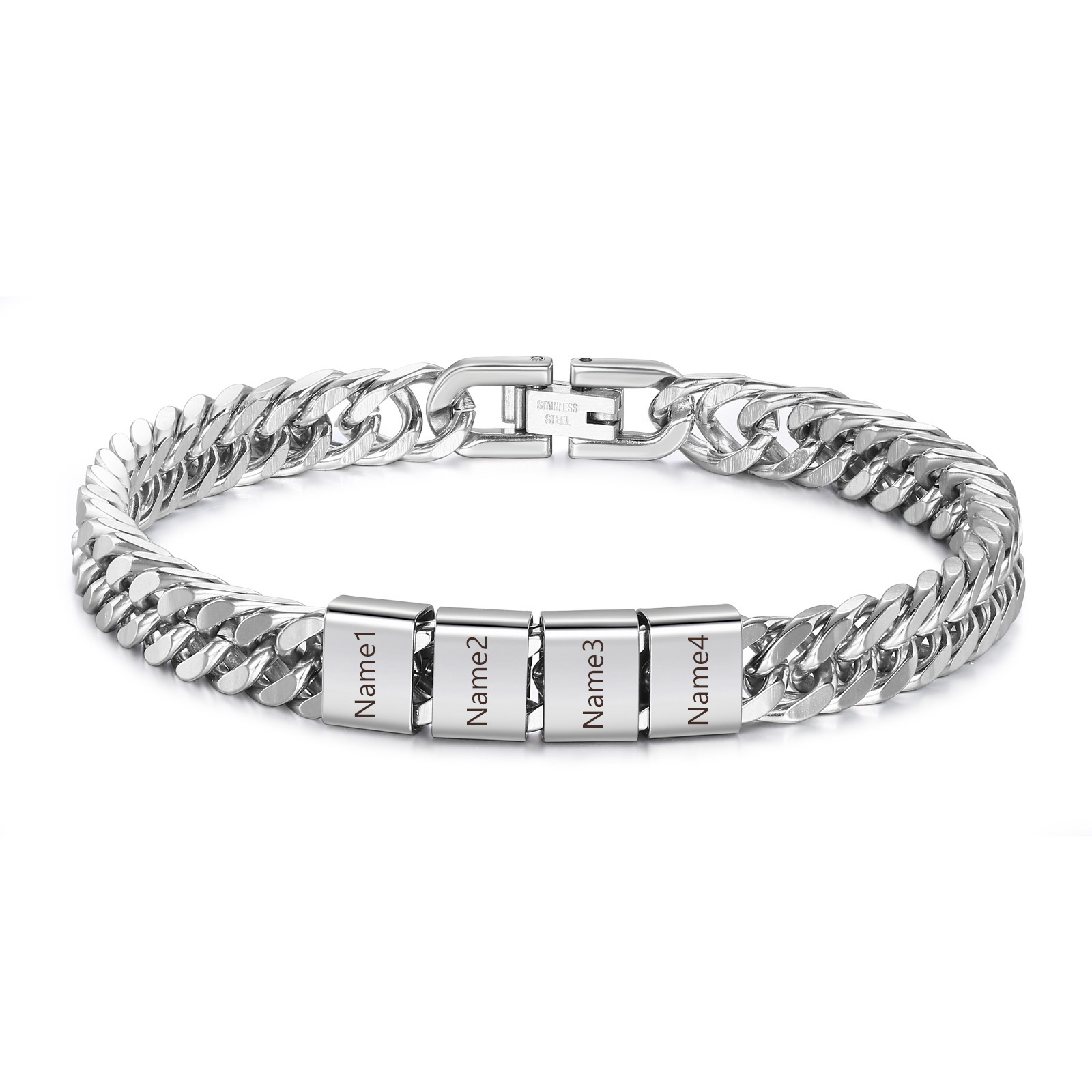Personalised Cuban Link Bracelet with 2-6 Names for Dad – Father’s Day Gift for Men