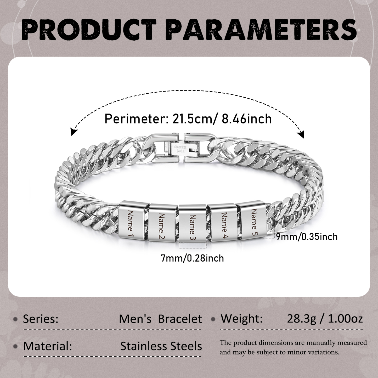 5 Names Personalised Men’s Bracelet – Bold, Durable, and Made Just for Him | Jessemade