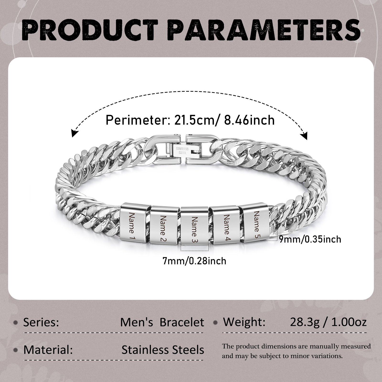 5 Names Personalised Men’s Bracelet – Bold, Durable, and Made Just for Him | Jessemade