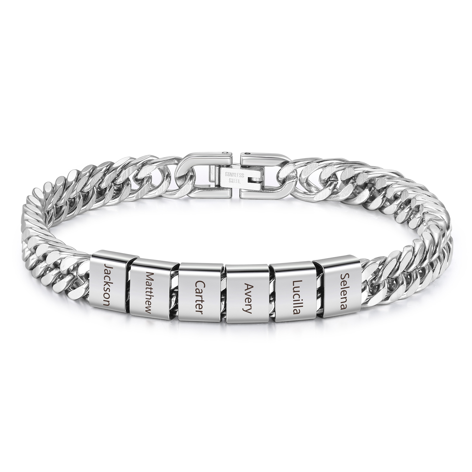 6 Names Personalised Men’s Bracelet – Bold, Durable, and Made Just for Him | Jessemade