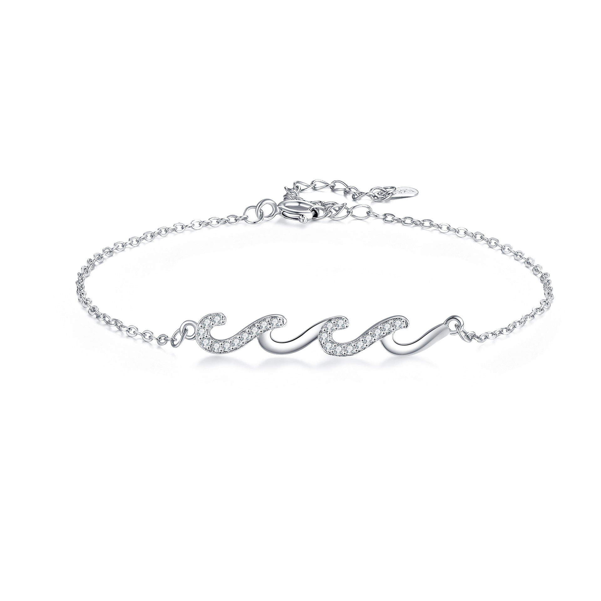 Wave Bracelet in Silver or Gold – Crystal Ocean Wave Chain Bracelet for Women, Beach-Inspired Jewellery Gift | Jessemade
