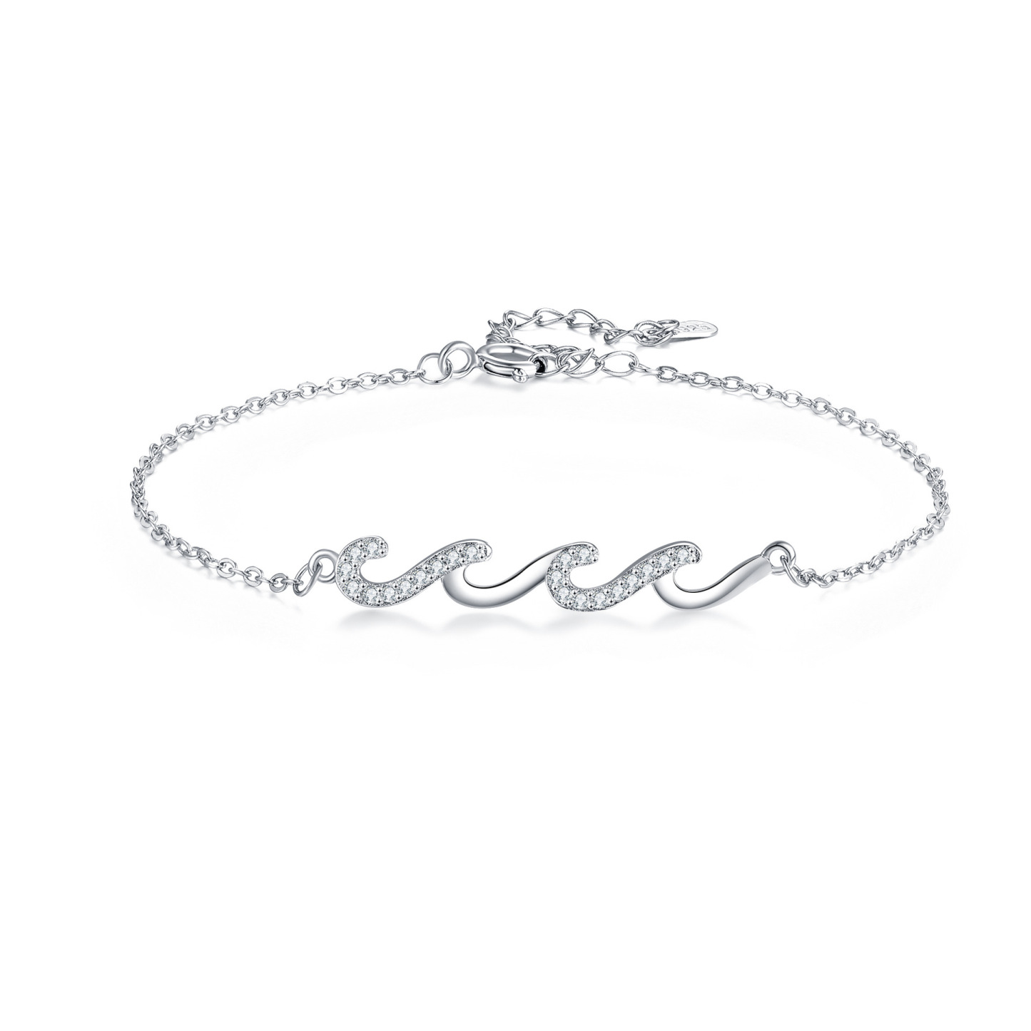 Wave Bracelet in Silver or Gold – Crystal Ocean Wave Chain Bracelet for Women, Beach-Inspired Jewellery Gift | Jessemade