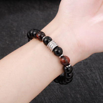 Black Beaded Bracelet with Accents – Bold & Refined Design For Men | Jessemade