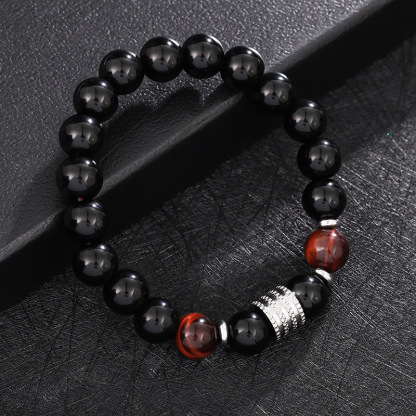 Black Beaded Bracelet with Accents – Bold & Refined Design For Men | J