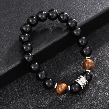 Black Beaded Bracelet with Accents – Bold & Refined Design For Men | Jessemade