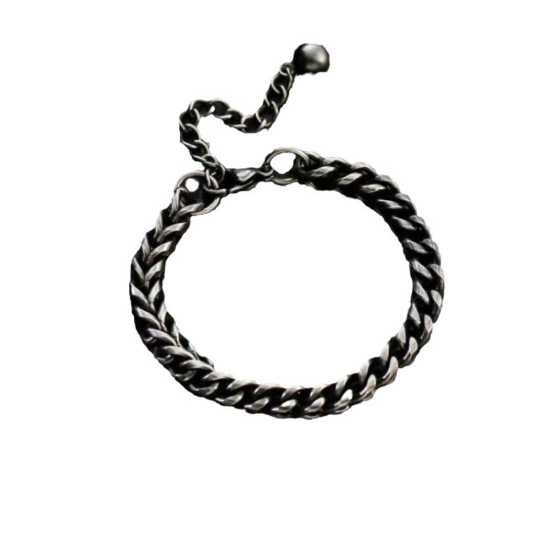 Mens Oxidised Chain Bracelet – Vintage Style Woven Cuban Link Bracelet for Him | Jessemade