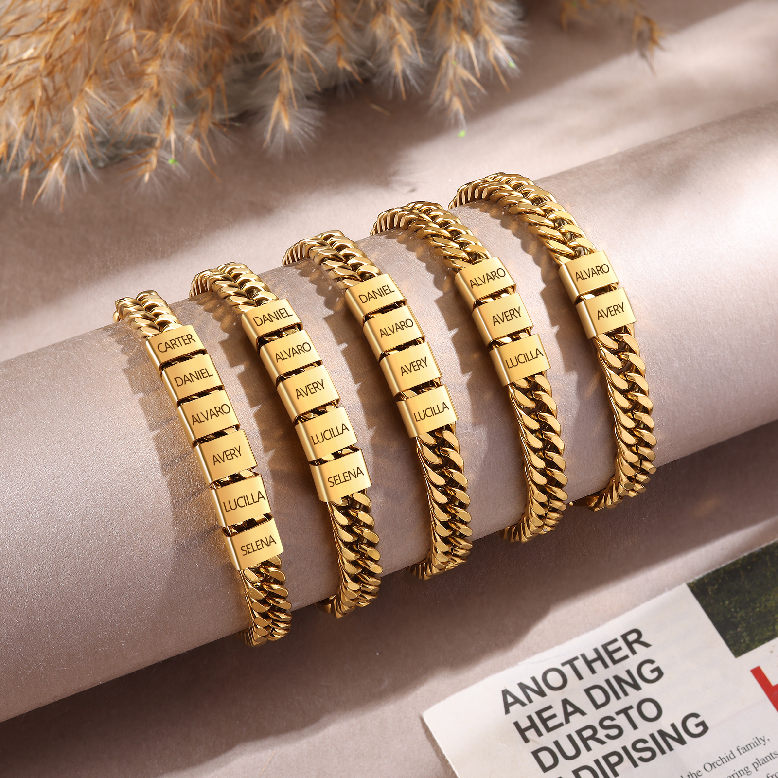 Custom 2-6 Names Cuban Link Mens Bracelet Personalised Gift for Men | Jessemade