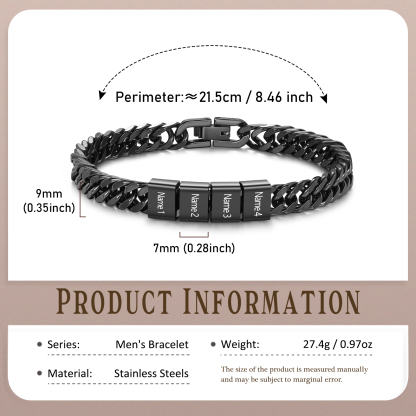 Custom 2-6 Names Cuban Link Mens Bracelet Personalised Gift for Men | Jessemade
